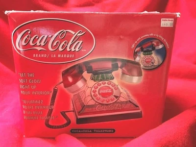 Vintage Coca-Cola Illuminated Stained Glass Style Telephone Tiffany Style NIB - Image 1 of 4