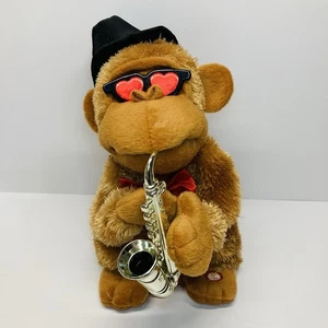 Electronic Animated Musical Dancing Singing Monkey Saxophone 11” Plush Moves Lip - Picture 1 of 10