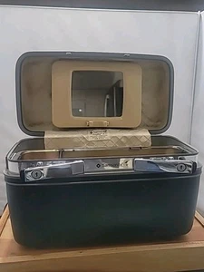 Samsonite Profile II Blue Cosmetic Train Case Carry-on Tray Adj Mirror w/ keys - Picture 1 of 16