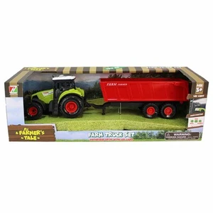 Spielzeug Traktor mit Anhänger und Rückzug Trecker Landwirtschaft mit Sound - Bild 1 von 5
