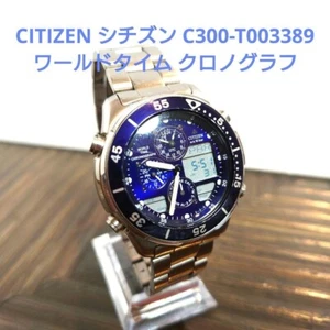 Citizen C300 World Time Digital Anatomy Chronograph color Navy C300-T003389 - Picture 1 of 18