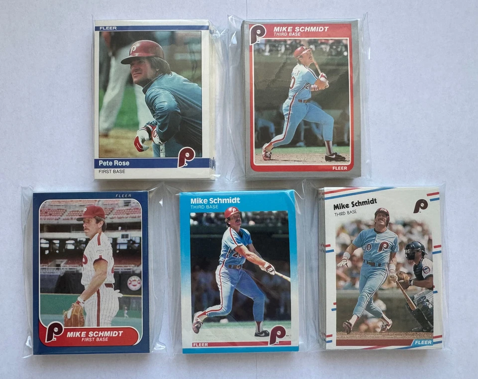 Philadelphia Phillies 1984-88 Fleer Base Team Sets (Lote de 5 juegos con 4 HOFers + Rose) Foto 1 de 1