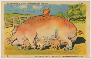 Warum! Kleine Schweine fressen Knöpfe von der großen großen Schweinchenweste?  - Bild 1 von 2