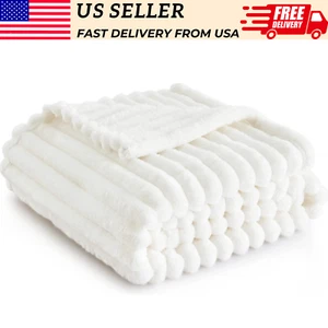 White Throw Blanket Soft Warm Cozy Fleece Blanket For Couch 50x60 Inches - Picture 1 of 8