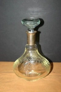 Decanter cristallo vetro inciso vite uva con tappo corrispondente R-814 - Foto 1 di 6