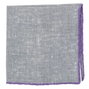 Fiori Di Lusso Gray Solid Linen Pocket Square - 12 3/8" x 12 3/8" (797) - Picture 1 of 4