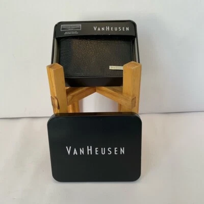 Новый с Ярлыками Мужская Van Heusen черный кожаный бумажник в подарочной коробке - Изображение 1 из 4