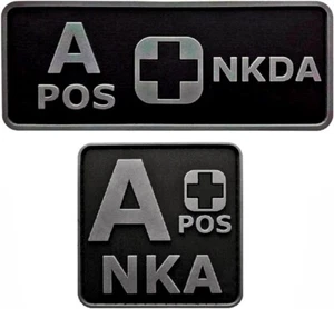 A+ Positive Blood Type NKDA ACU Morale Patch | 2PC PVC RUBBER -HOOK - Picture 1 of 3