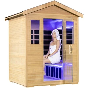 30A Cord Outdoor 4 Person Far Infrared Sauna for Home, Wooden Sauna Room - Picture 1 of 13