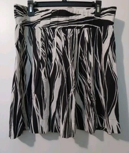 Liz Claiborne Size Large Black & White Stripe Skirt Elastic Waist Flowy NWT - Picture 1 of 9