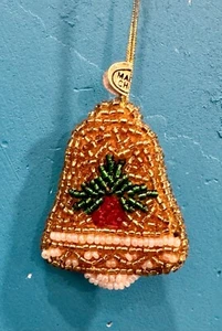 Adorno campana de Navidad vintage con cuentas adornado con lentejuelas - Imagen 1 de 5