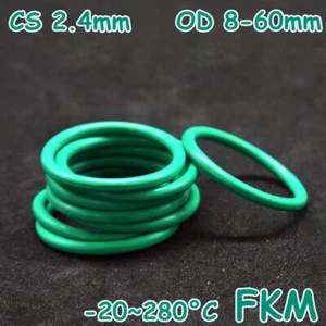 FKM O-Ringe Dichtungsringe Grün 2.4mm Schnurstärke Ölabdichtung Außen Φ 8-60mm - Picture 1 of 14