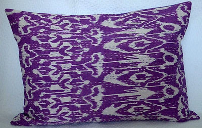 Indien Cotton Purple Pillow Cover Handmade Decor Abstract Print Kantha Throw - Image 1 of 4