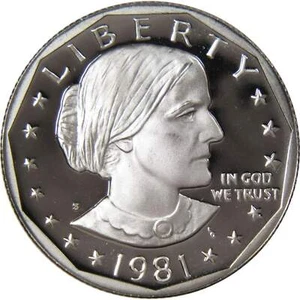 1981 S Type 1 Susan B Anthony Dollar Choice Proof SBA $1 US Coin - Picture 1 of 2