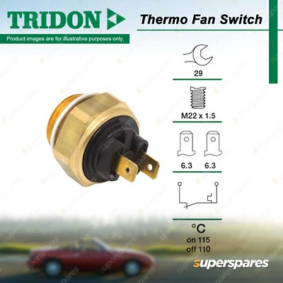 Tridon Thermo Fan Switch for Fiat 124 128 132 X1/9 1.1L 1.3L 1.4L 1.6L 1.7L 2.0L - image 1 of 3
