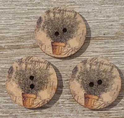 3 botones de costura para maceta de lavanda artesanía madera redondos 2 agujeros 3/4" Foto 1 de 2