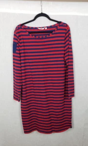 Vestido recto VINEYARD VINES SANKATY L rojo azul marino a rayas informal 100 % algodón - Imagen 1 de 7