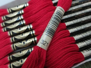 DMC 6 Strand Embroidery Floss Cotton Thread Bulk 321 Christmas Red 12 Skeins - Picture 1 of 6