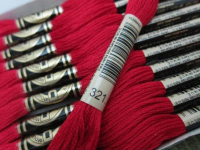 DMC 6 Strand Embroidery Floss Cotton Thread Bulk 321 Christmas Red 12 Skeins - Image 1 of 4