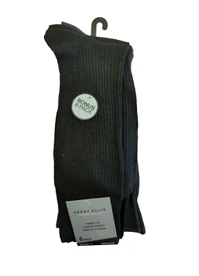 Calcetines informales acanalados PERRY ELLIS PORTAFOLIO para hombre, paquete de 6 Talla 7-12 Foto 1 de 4