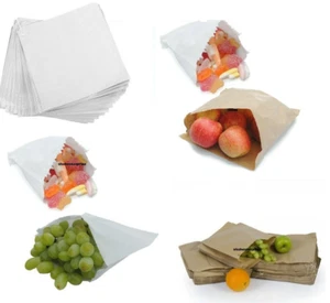 Weiße/braune Papiertüten - Gefälligkeit Süßigkeiten Geschenkeladen Party - Klein Mittel Groß PE - Bild 1 von 14