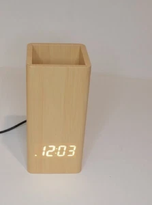 DIGITAL WOODEN PENCIL/PEN LED ALARM CLOCK DESKTOP - Picture 1 of 9