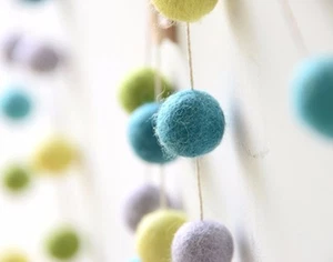 MINT GREEN garland. Felt balls garland. Boy Room.Kids, Cloud Den Wall Decor.  - Picture 1 of 4