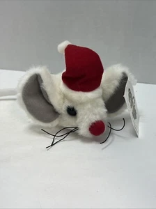 Ganz Merry Mouse Plush 4" Christmas White Holiday Santa Vintage Mini Holiday - Picture 1 of 6