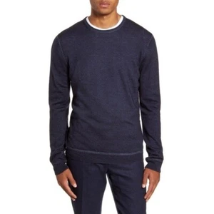 Nordstrom maglione girocollo uomo firmato lana merino tinto capo blu navy TG XL ST - Foto 1 di 1