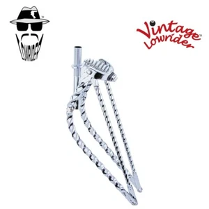 VINTAGE 24" LOWRIDER BENT SQUARE TWISTED BICYCLE SPRING FORK 1 INCH IN CHROME. - Picture 1 of 1