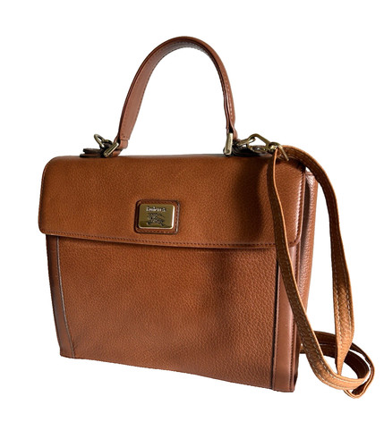 Autentica borsa a mano Burberrys 2 vie pelle vintage marrone Auth0696