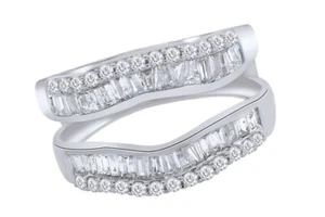 Anillo de oro blanco de 14 quilates FN 1,50 quilates creado en laboratorio anillo para mujer envolvente protectora potenciador - Imagen 1 de 6