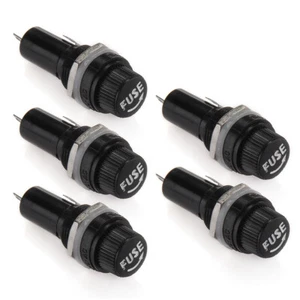 5x Glass Fuse Holder Panel Bolt-On Screw Cap Black Auto Car/Boat 10A 250V 6x30mm - Picture 1 of 7