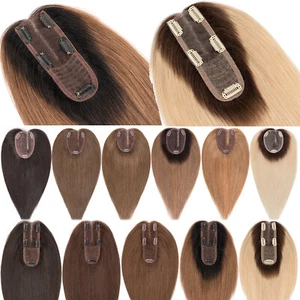 Free Part Women Topper 100% Human Hair Top Toupee Clip in REMY Hairpiece OMBRE X - Picture 1 of 77