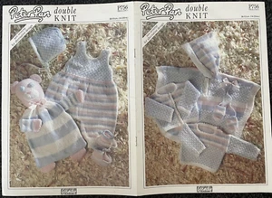 Baby Stiped + Karo Lagenlook Set STRICKMUSTER Decke Pullover Peter Pan 756 - Bild 1 von 10