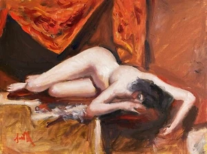 Original oil painting Study after William Etty , Classical Female Nude, Framed. - Picture 1 of 5