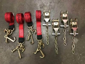 4-PACK Chain Ratchets & RTJ 10' RED Diamond Weave RTJ Cluster Straps RollBack - Imagen 1 de 3