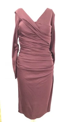 Vestido DVF Borgoña Bodycon Hasta la Rodilla Mangas Largas 100% Lana Talla 2 4 Foto 1 de 4