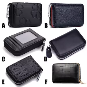 Men Women RFID Blocking Leather Zipper Wallet Cash Coin Multi-card Holder Purse - Picture 1 of 53