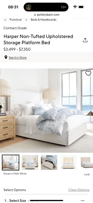 Harper no acolchado tapizado almacenamiento platorform cama Foto 1 de 4