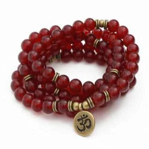 8mm Natural 108 Rojo Jade Piedras Preciosas Cuentas Cobre Collar Mala - Imagen 1 de 4