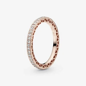 Pandora Rose Gold Sparkle & Hearts Ring With CZ 180963CZ-52 - Ring Size 6 - Picture 1 of 2