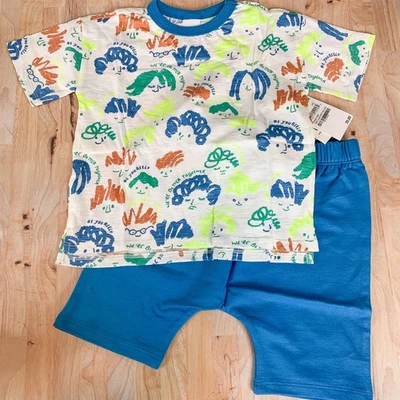 Nuevo con etiquetas Conjunto de Camiseta y Pantalones Cortos Cuadrados Nordstrom Edición Abierta Blanco y Azul TALLA 24 MESES Foto 1 de 4