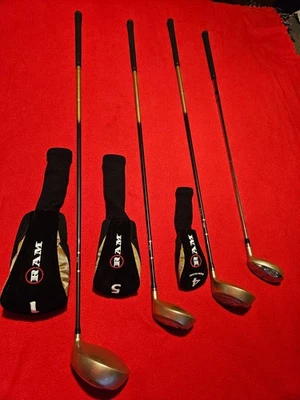 Ram G-Force 1, 3, 5 Woods & 4 Iron-Wood Graphite Shafts w / 3 Head Covers - Image 1 of 4