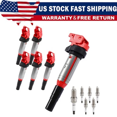 4X Ignition Coil & Iridium platinum Spark Plug for BMW 320i 328i 428i 528i X1 Z4 - Изображение 1 из 4