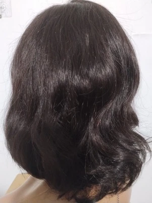 Human Hair Wig Short Pre Owned Dark Brown - Image 1 of 4