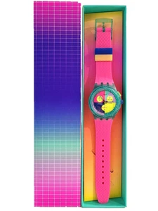 orologio Chrono SWATCH NEON FLASH ARROW SUSG408 cronografo con data - Foto 1 di 6