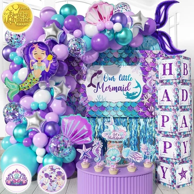 248 Pieces Little Mermaid Birthday Decorations Kit, All-In-1 Girl'S Party Decor  - Image 1 of 4