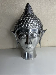 Keramik verchromt Buddha Kopf Skulptur Statue ~ Segen Buddha - Bild 1 von 9