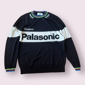 Palace Skateboards Palasonic Knit Sweater Mens Large Black Crewneck - Picture 1 of 6